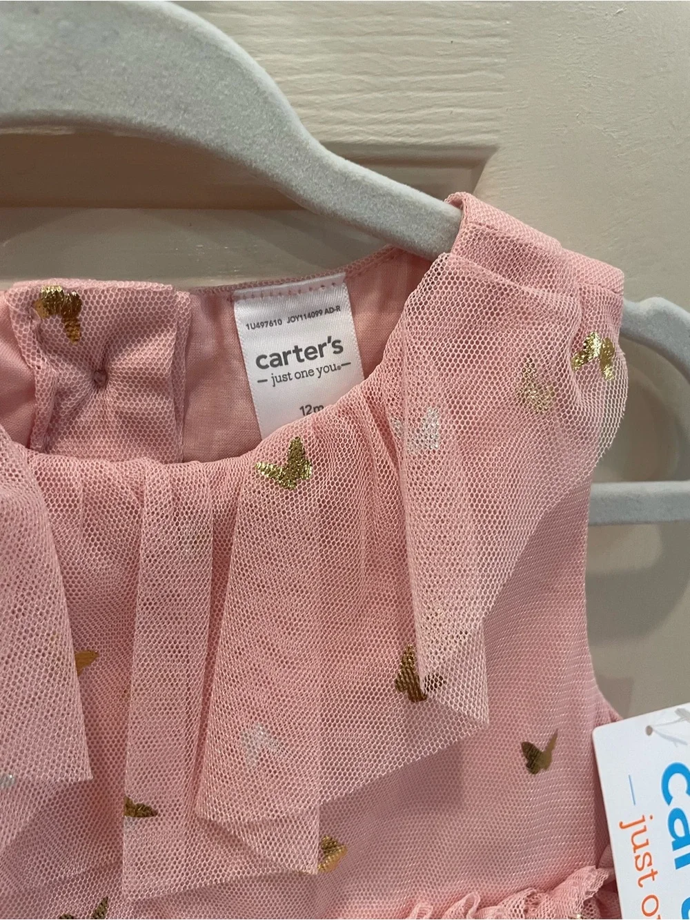 Carter's Pink Tulle Dress with Gold Foil Accent